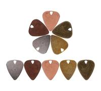 LALADEFIEE 10pcs Metal Guitar Pick Necklace Set with Glossy Gold Silver Antique Bronze Rose Gold Picks, Thick Triangle Folk Acoustic Guitar Accessories for Musicians