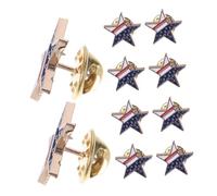 LALADEFIEE 10pcs Patriotic Five-pointed Star Brooch Pins for Women Lightweight American Flag Badge Lapel Pin for Independence Day of July Party Decorations