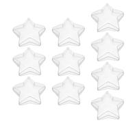 LALADEFIEE 10pcs Plastic Fillable Star Ornaments Hollow Ball Candy Holder Craft Boxes 80x80x36mm Hanging Decorations for Christmas Wedding Holiday Party