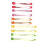 LALADEFIEE 10pcs Reusable Silicone Kitchen Bands for Food Fixing and Vegetable Bundling Elastic Multi-use Wrapping Ties with Convenient Tightening Design and Cute Food Container Straps