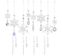 LALADEFIEE 10pcs Snowflake Shaped Crystal Hanging Ornaments Lightweight Classic Bright Chic Hanging Decor for Christmas Tree Party