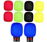 LALADEFIEE 10pcs Thickened Microphone Covers Windshield Sponge Set Black Yellow Red Navy Green for Live Streaming Ktv Home Use Universal Mic Protectors