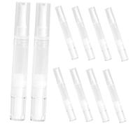 LALADEFIEE 10pcs Transparent Refillable Lip Gloss Dispenser Tubes with Soft Brush Tip Cosmetic Twist Pen for Liquid Foundation Nail Oil Essential Oils Portable Travel Applicator