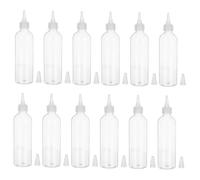 LALADEFIEE 12pcs 100ml Pet Squeeze Bottles with Nozzle Cap Refillable Travel Lotion Containers Leakproof Cosmetic and Art Glue Dispenser Bottles for Toiletries