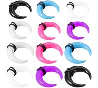 LALADEFIEE 12Pcs Acrylic U-Shaped Ear Gauges and Septum Rings Stretching Kit, 2Mm 3Mm Mixed Sizes, Ear and Nose Piercing Jewelry Set for Men and Women