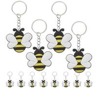 LALADEFIEE 12pcs Cute Bee Keychain Set with Cartoon Bee Shaped Pvc and Iron Materials, Adorable Keychain for Wallet and Phone Decoration, Party Favors for Family and Friends