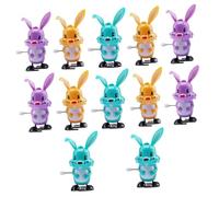LALADEFIEE 12pcs Easter Wind Up Rabbit for Boys and Small Portable Plastic Windup Bunny Bright Colored Interactive Easter Party Favors and Holiday