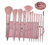 LALADEFIEE 12pcs Electroplated Rose Gold Makeup Brush with Plastic Handles for Women Dense Soft Bristles Cosmetic Brush Kit for Daily and Professional Use Travel Friendly Beauty Tools