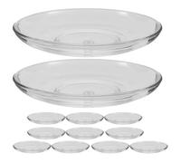 LALADEFIEE 12pcs Glass Saucer Plates with Burrfree Edges and Stackable Design, 4.13" Round Mini Dessert and Appetizer Plates, for Family Festivities and Catering