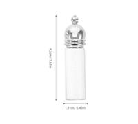 LALADEFIEE 12pcs Large 35x11mm Glass Vial Pendant Keychains with Bright Silver Acrylic Caps, Refillable Mini Perfume Bottle Charms for Travel, Crafts, and Decorative Oil Necklace Accessories