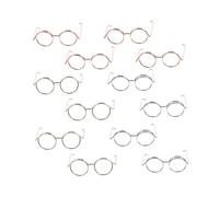 LALADEFIEE 12Pcs Mini Doll Glasses Accessories Copper Wire Frames Lightweight Eyewear for Doll Dress Up and DIY in Rose Gold Silver Gold Colors