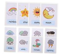 LALADEFIEE 12pcs Sight Words Flash Cards English Vocabulary for Boys and Girls Weather Cognition Learning Cards