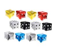 LALADEFIEE 12pcs Square Dice Aluminum Foil Balloons Metallic Shine Party Decorations for Birthday Wedding Game Night Reusable Self-sealing Balloons in Gold Silver Black White Red Blue