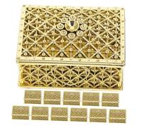 LALADEFIEE 12pcs Vintage Jewelry Storage Box Rectangular Trinket Organizer with Hollow Pattern Multipurpose Keepsake Chest for Wedding Birthday and Candy Storage