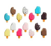 LALADEFIEE 14pcs Faux Ice Cream Resin Charms Set with Chocolate Coating Simulation Dessert Model Candy Decorations Props for DIY Phone Case and Pretend Play Accessories Random Style
