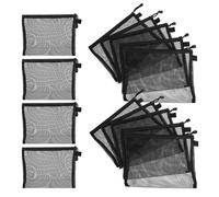 LALADEFIEE 15pcs Black Mesh Zipper Organizer Bags Travel Cosmetic Pouches Pencil Storage Small Mesh Travel Organizer for Toiletries and Makeup on Business Trips and Daily Use