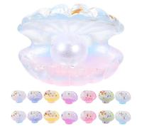 LALADEFIEE 16pcs Glow in the Dark Miniature Shell Figurines Pearl Decoration, Gradient Color Resin Craft Charms for DIY Jewellery Making and Mini Garden Ornaments