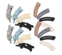 LALADEFIEE 16pcs Matte Flower Flat Claw Hair Clips with Floral Accents Elegant Non-slip Side Bangs Barrettes for Secure Hold Thick Thin Curly Hair for Everyday Styling