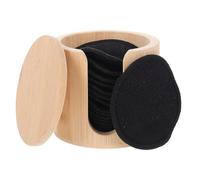 LALADEFIEE 16pcs Reusable Bamboo Fiber Makeup Remover Pads for Women Gentle Facial Cleansing Sponges with Black Bamboo Cotton Suitable for Daily Use and Oily Skin