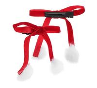 LALADEFIEE 1pair Cute Hair Bow Clips with Pom Poms for Christmas and Year Celebrations Elegant Hair Barrettes for Women and Girls Comfortable and Secure