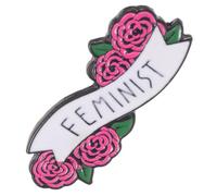 LALADEFIEE 1Pc Creative Rose Flower Brooch Pin Elegant Feminist Letter Design for Women Decorative Corsage Eye Catching Accessory for Friends
