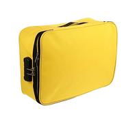 LALADEFIEE 1pc Large Capacity Cards Storage Pouch Lock and Document Organizer for Business Trips Upgraded Double Zipper Design Yellow for Household and Travel Use