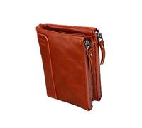 LALADEFIEE 1pc Multifunctional Zipper Wallet Leather Purse for Men Stylish Short Design Multiple Pockets Orange Color for Everyday Use