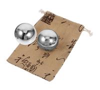 LALADEFIEE 2 Pack 53mm Solid Stainless Steel Hand Exercise Balls Smooth Palm Massage Balls for Stress Relief and Hand Therapy