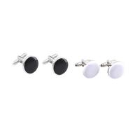 LALADEFIEE 2 Pairs Round Alloy French Cufflinks for Men Polished Shirt Cuff Nails Stylish Two-tone Sleeve Buttons Classic Clothing Accessories for Formal and Wedding Shirts
