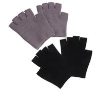 LALADEFIEE 2 Pairs Women Moisturizing Gel Gloves for Dry Hands, Comfortable Black Half-Finger Gloves 95% Cotton and Plant Essential Oil, for Housework and Writing