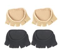 LALADEFIEE 2 Pairs Women’S Cotton Breathable Toe Topper Socks with Padding, Thin Five-Toe Half Socks for High Heel Comfort, Non-Slip Foot Cushions for Ball of Foot Relief