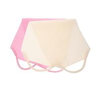 LALADEFIEE 2 Pcs Elastic Stretchable Long Strip Exfoliating Glove for Shower Durable Soft Skin Scrubber Deep Cleansing Back Scrub Cloth Pink and Beige for Men and Women Bath Use