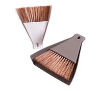 LALADEFIEE 2 Sets Mini Plastic Broom and Dustpan Set Household Cleaning Tools for Desktop Keyboard Pets Nest Compact with Hanging for Easy Storage Coffee and Beige