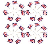 LALADEFIEE 200pcs British Flag Toothpick Flags 65mm Paper Decorative Cupcake Toppers Multi-Function Party Accessories for Birthday and National Celebration