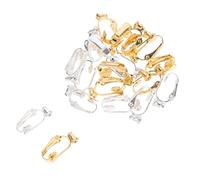 LALADEFIEE 20PCS DIY Ear Clips Converters for Non-pierced Ears Gold and Silver Plated Brass Earring Accessories Small for Easy Wear Secure Design for Handmade Jewelry and Crafting