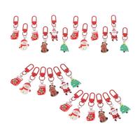 LALADEFIEE 24PCS Christmas Keychain Party Favors Set with Snowman Gingerbread Man Reindeer Santa Claus Tree Designs Festive Cartoon Keyrings for Holiday Stocking Stuffers Bag Decorations DIY