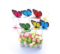 LALADEFIEE 24pcs Pvc Simulation Dragonfly Garden Stakes Wings That Open Or Shut, Artificial Decorative Stakes for Outdoor Lawn and Plant Décor, Swaying in The Breeze
