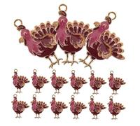 LALADEFIEE 24pcs Turkey Charms for Jewelry Making Colorful Enamel Alloy Pendants Thanksgiving Craft Supplies for Earrings Necklaces Bracelets Fall DIY Accessories