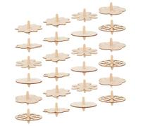 LALADEFIEE 24pcs Wooden Gyro Set for DIY Painting, Unfinished Natural Wood Tops with Plum Blossom, Petal, Clover and Nine-Point Designs, Creative Spinning Tops for Educational Play