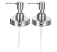 LALADEFIEE 2pcs 7cm Diameter Mason Glass Jar Pump Lids with 304 Stainless Steel Sealed Bottle Pump Dispenser Caps for Lotion and Soap Storage