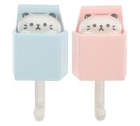 LALADEFIEE 2pcs Adhesive Wall Hooks Cartoon Pet Patterns, Abs Material, Self-Adhesive and Wall-Mounted, for Holding Towels and Room Decoration in Bathroom