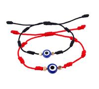 LALADEFIEE 2pcs Adjustable Evil Eye Bracelet for Women Men Handmade Braided String Wrist Jewelry with Colors Minimalist Decorative Amulet for Casual Party Daily Wear