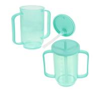 LALADEFIEE 2pcs Adult Sippy Cups for Disabled with Ergonomic Handles No Spill Design Antichoking Liquid Diet Feeding Mugs with Detachable Lid and Straw for Elderly Patient Care and Bedridden