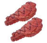 LALADEFIEE 2pcs Artificial Lifelike Steak Props Realistic Cooked Roast Beef Meat Model for Kitchen Photography Display Party Decoration Brown Simulation Food for Market