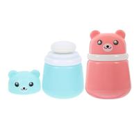 LALADEFIEE 2pcs Bear-Shaped Powder Puff Box with Composite Sponge and Pp Material Not Easily Deformed Powder Not Scattered for Travel and Home Use