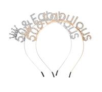 LALADEFIEE 2pcs Birthday Headband for Women Comfortable Rhinestone Tiara with Gold and Silver Crown Ergonomic Party Headdress Featuring Unique Design for Milestone Celebrations