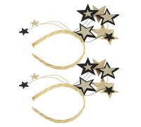 LALADEFIEE 2PCS Black Gold Five-Pointed Star Glitter Headbands for - Sequin Party Hair Hoop for New Year’s Eve, Birthday, and Holiday Celebrations