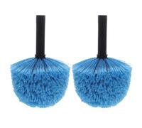 LALADEFIEE 2Pcs Blue Ceiling Cobweb Duster Brush Heads Spiderweb Remover Replacement for Standard Threaded Poles Indoor and Outdoor Cleaning Tools