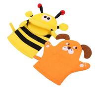LALADEFIEE 2pcs Boys and Girls Exfoliating Shower Gloves with Bear Cartoon Design Soft Polyester Bath Mitts for Toddlers Gentle Skin Cleansing at Home and Hotels