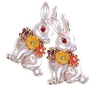 LALADEFIEE 2pcs Bunny Rabbit Brooch Pins Metal Collar Pins Eye-catching Addition for Birthday and Backpack Accessories, for New Year and Holiday Fashion
